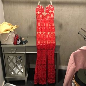 Xenia Lace Dress in Red